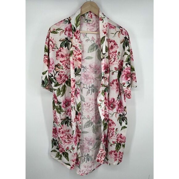 Show Me Your MuMu White Pink Floral Cover Up Open Cardigan - One Size - Picture 1 of 4